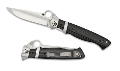Spyderco Sub-Hilt Folder 3.75 in Plain Black G-10 Handle