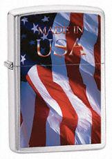 Zippo HP Chrome Made in USA Flag Lighter