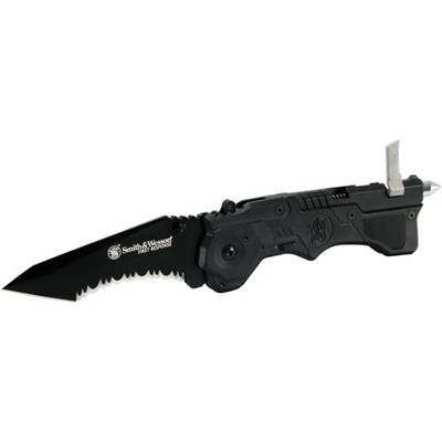 SW SW911B Assisted 3.5 in Black Serrated Blade Nylon Handle