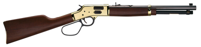 Henry Side Gate Carbine 357 Mag38 Special 1650quot Blued Octagon Barrel 71 Polished Brass Rec American Walnut Stock Adj Sight Large Loop Lever H006GMR