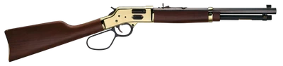 Henry Side Gate Carbine 357 Mag/38 Special 16.50" Blued Octagon Barrel, 7+1, Polished Brass Rec, American Walnut Stock, Adj. Sight, Large Loop Lever H006GMR