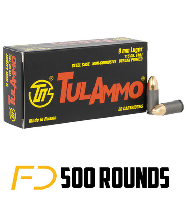 Tulammo 9MM, 115gr, FMJ - 500 Rounds