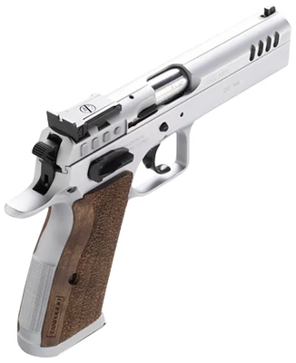 Tanfoglio IFG TFSTOCK245 Stock II Competition 45 ACP 10+1, 4.44" Stainless Polygonal Rifled Barrel, Stainless Ported/Serrated Slide, Stainless Steel Frame, Brown Polymer Grip