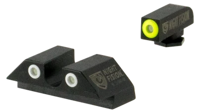 Night Fision Perfect Dot Tritium NS Set Glock 17/19/26/34 Green Front/Rear Yellow Front Ring U-Notch Rear Metal Body Black Nitride Finish