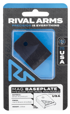 Rival Arms Magazine Base Pad Glock 17, 19, 22, 23, 32, 34, 35 Aluminum Black