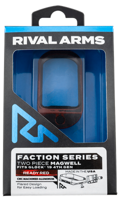 Rival Arms Faction Series Two Piece Magwell for Glock19 Gen 4 Models Aluminum Anodized Ready Red/Black Finish