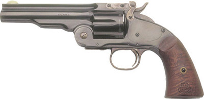 Cimarron Model No3 Schofield 38 Special 5quot Barrel 6 Rounds Walnut Grips Blued Finish Single Action Revolver
