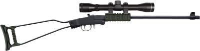 Chiappa Little Badger .22 LR 16.5" Threaded Barrel 1 Round with 4x20 Scope Steel Wire Stock Black/OD Green Break Action Single Shot Rimfire Rifle