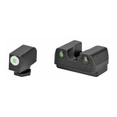 Rival Arms Tritium Handgun Night Sights for Glock 42/43 White Front Ring CNC Machined Stainless Steel Billet Matte Black Finish