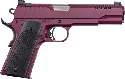 Auto-ordnance 1911a1 .45 Acp 5" 7rd Stainless Black Cherry G10 Grips