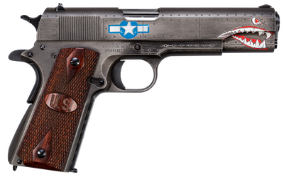 AutoOrdnance Squadron Special Edition WW2 1911 45 ACP 5quot Barrel 7 Rounds Magazine Checkered Wood US Logo Grips BlackGray Cerakote Finish Semi Auto Pistol