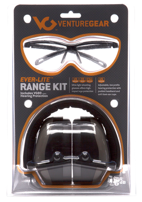 Venture Gear Ever-Lite Range Kit Clear Lens Gray Ear Muff