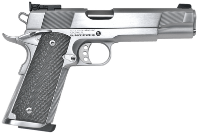 Rock River Arms PS2400 Limited Match 45 ACP Stainless National Match Barrel 71 Brushed Chrome Serrated Steel Slide amp Frame wBeavertail Black G10 Grip Ambidextrous