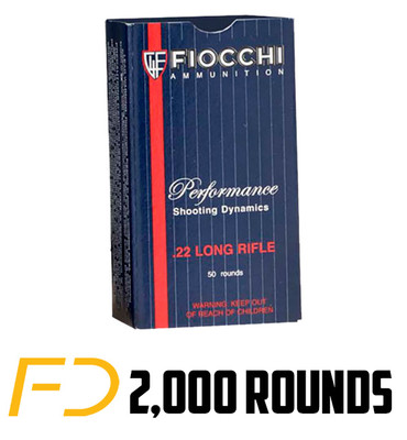 Fiocchi .22 LR, 40gr, LRN - 2000 Rounds (40 boxes of 50 rnds) [MPN: 22FLRN]