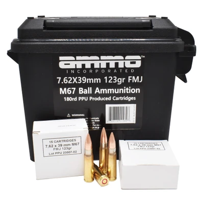 Ammo Inc 7.62X39mm, 123gr, FMJ - 180 rounds [MPN: 762X39123FMJB180]