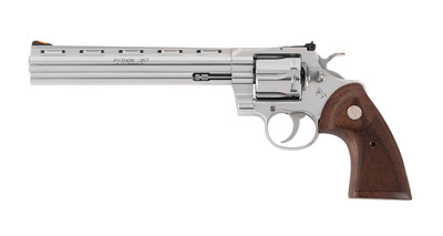 Colt Python 357 MAG 8quot barrel Stainless Steel Adjustible Sight Walnut 6 rounds MPN PYTHONSP8WTS