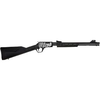 ROSSI GALLERY, 22 LR, 18" ROUND BARREL, 15 ROUNDS, MATTE FINISH, BLACK, SYNTHETIC STOCK, ADJUSTABLE SIGHTS, BLACK, LASER ENGRAVED US FLAG RECEIVER, RP22181SY-EN11 PUMP ACTION RIFLE