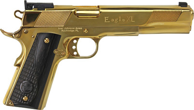 Iver Johnson Eagle Xl 10mm Acp 6quot 8rd 24k Gold Black Wood
