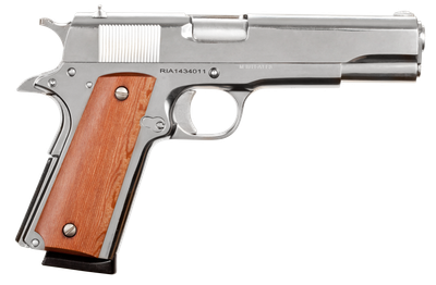 Armscor Rock Island Armory GI Standard FS 45 ACP 5quot 81 Overall Nickel Steel with Wood Grip amp Fixed Sights 51433