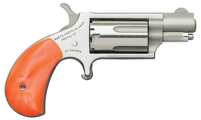 North American Arms Mini‑Revolver, 22 Mag, 1 1/8" Barrel, 5rd, Stainless, Orange Fixed Sight