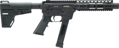 Freedom Ordnance FX9P8 FX9 9mm Luger 825quot 331 Black Hard Coat Anodized Black Polymer Grip KAK Shockwave Pistol Brace