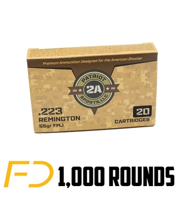 STV Patriot .223 REM, 55gr, FMJ [MPN: P223055F] 1000 round CASE - Free Shipping