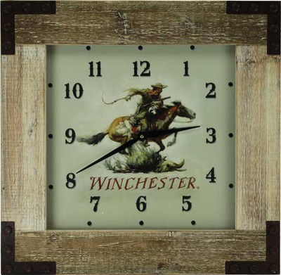 Rivers Edge Winchester Rider  24" Wood Frame Clock