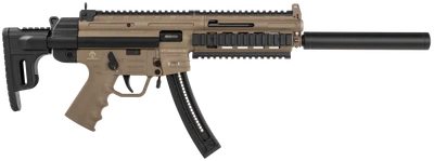 GSG-16 22 LR 16.25" 22+1 Tan Black Collapsible w/Storage Compartment Stock Tan Polymer Grip