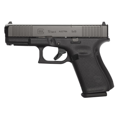 GLOCK G19 Gen 5 MOS 9MM, 4.02in. Barrel, 15rd, Front Serrations, Austrian - Black [MPN: PA195S203MOS]