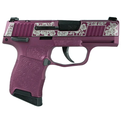 Sig Sauer Exclusive quotBlack Cherry Rosesquot P365380 Handgun 380 Auto 10rd Magazine 31quot Barrel Black Manual Safety