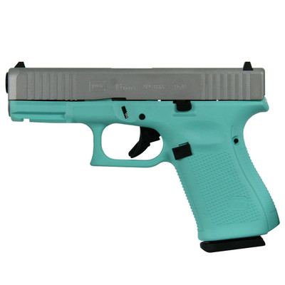 Glock 19 Gen 5 Custom quotRobins Egg Blue Frame Crushed Silver Slidequot Handgun 9mm Luger 15rd Magazines 3 402quot Barrel Austria