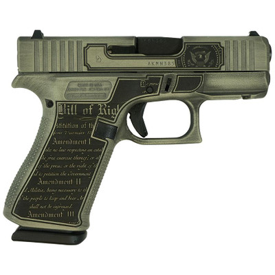 Glock 43X quotTrump 24quot Crushed Silver Distressed Handgun 9mm Luger 10rd Magazines2 34quot Barrel  Accessory Rail USA Made