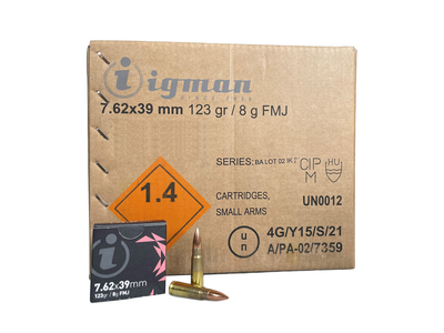 Igman 7.62X39MM, 123gr, FMJ - 840 Round Case