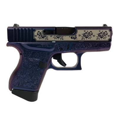 Glock 43 Custom quotGlock amp Rosesquot in Mongoose Purple Subcompact Handgun 9mm Luger 6rd Magazines 2 341quot Barrel USA Made
