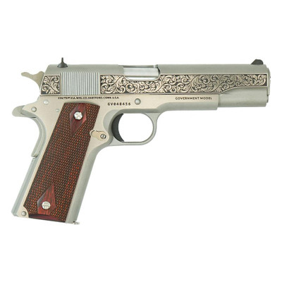 Colt Government Model "Filigree Frame and Barrel" Handgun .45 ACP 7rd Magazine 5" Barrel Stainless 
 