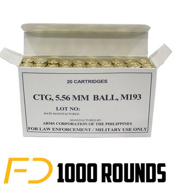 Armscor M193 5.56X45MM NATO, 55gr, FMJ - 1000 rounds (50 boxes of 20 rnd) [MPN: 50174]