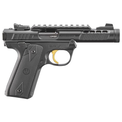 Ruger Mark IV 2245 Lite 22 LR 44quot threaded barrel 10 round  Black wgold trigger MPN 43956