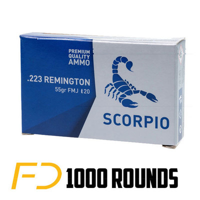 STV Technology Scorpio Ammo .223 REM, 55gr, FMJ - 1000 rounds [MPN: S223055F] - Free Shipping