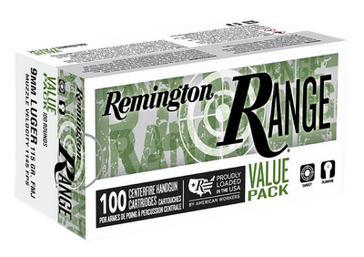 Remington Range 9MM, 115gr, FMJ - 100 rounds [MPN: R23979]