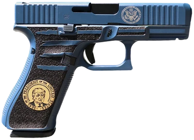 Glock G45 Gen5 MOS Trump 9mm, 4.02" barrel, 17+1 rnd - Presidential Blue Engraved "America First 47th" & Presidential Seal [MPN:  PA455S204MOSPRESBLU]