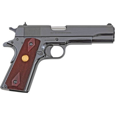 Colt 1911 Government 45 ACP 5quot Royal Blue Stainless National Match Barrel 71 rnd Wood Grip MPN O1911CRB
