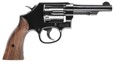 Smith amp Wesson 14074 Model 10 KFrame 38 SampW SplP 6 Shot 4quot Blued Carbon Steel Barrel Cylinder amp Frame wRear Sight Integral Slot Tyler Gun Works Walnut Grip No Safety