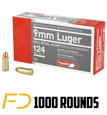 Aguila 9MM, 124gr, FMJ - 1000 Rnds [MPN: 1E092110]