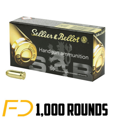 Sellier & Bellot .380 ACP, 92gr, FMJ - 1000 rounds (CASE)
