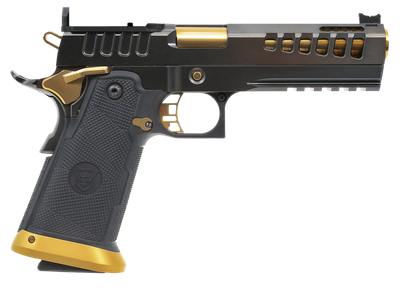Watchtower Demolitia Limited Edition Elite Package 9mm, 5" Barrel, 5 rnd - Black/Gold [MPN:DEMOLITIA9MM5ELITE]