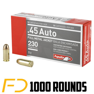 Aguila .45 ACP, 230gr, FMJ - 1000 Rounds [MPN: 1E452110]