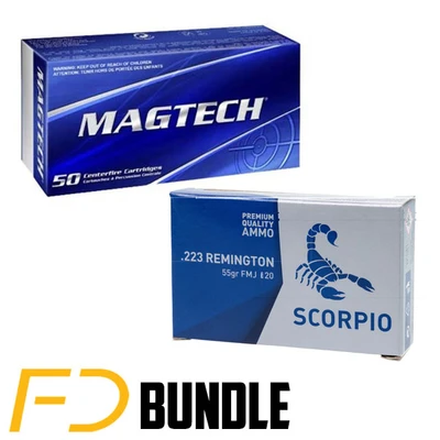 Magtech 9MM 115gr (5 boxes) + STV .223 (5 boxes) Bundle