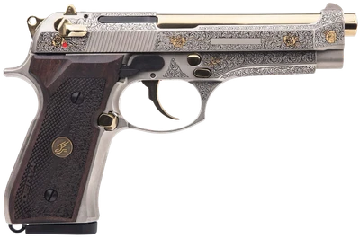 Derya Melik Fight Limited Run 9mm, 4.90" Gold PVC Barrel, 15 rnd - Nickel w/Engraving [MPN:15L.FLR.MELIK9.TR]