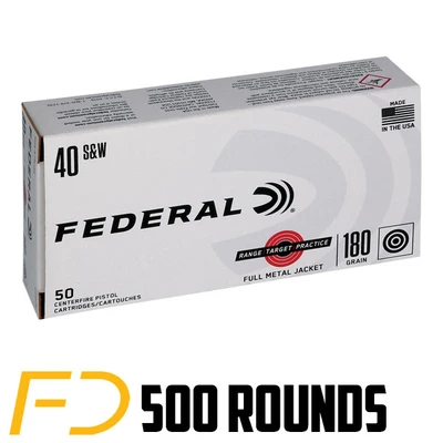Federal Range and Target .40 S&W, 180gr, FMJ - 500 Rounds [MPN: RTP40180] - Free Shipping
