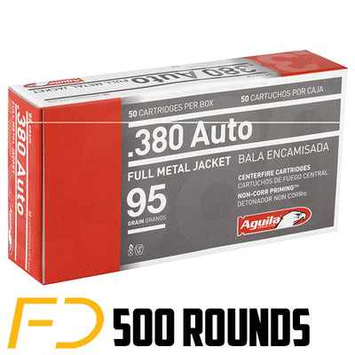 Aguila .380 ACP, 95gr, FMJ - 500 Rounds [MPN: 1E802110]